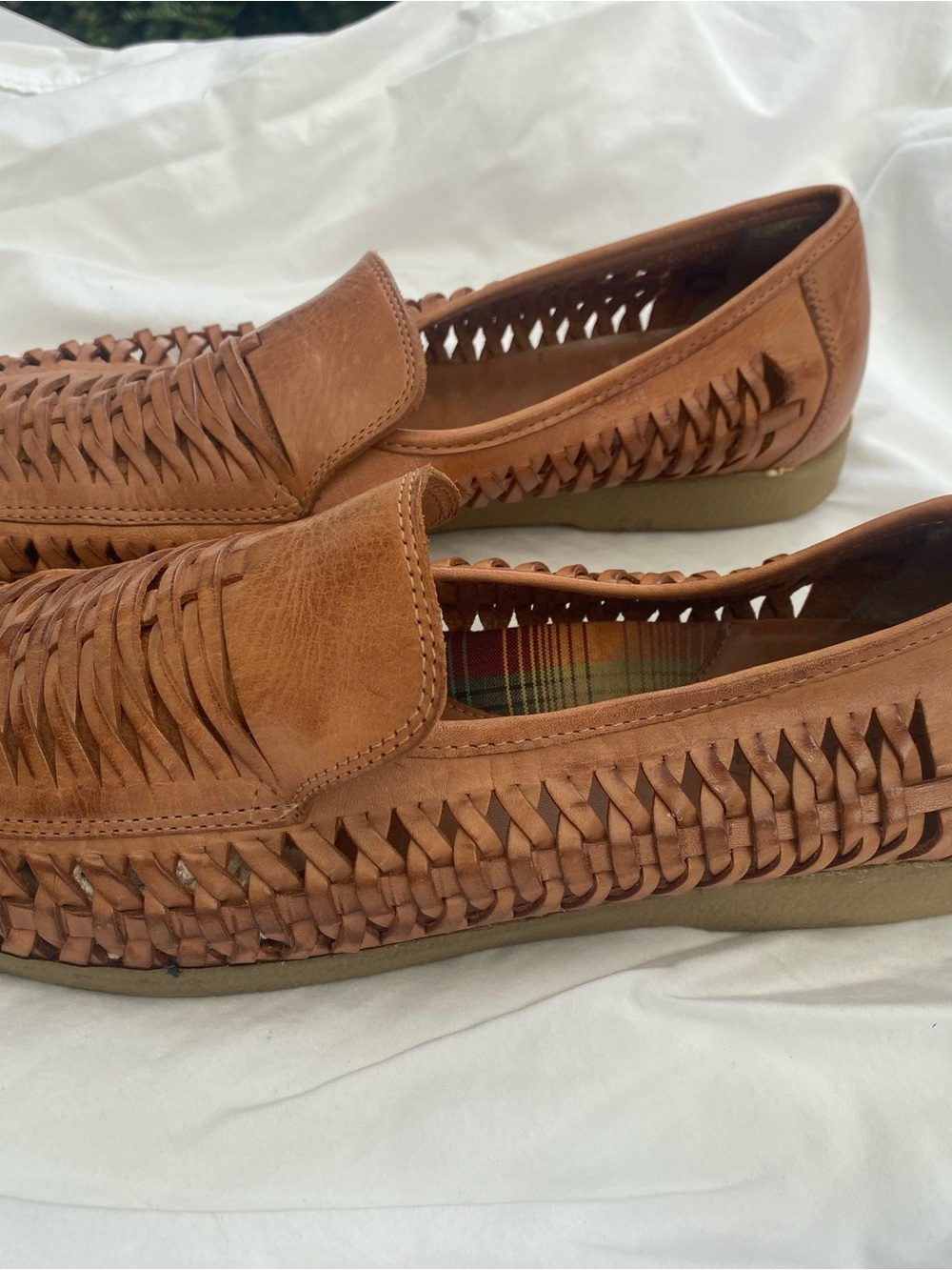 Men's Brown Woven Leather Slip-On Huarache Loafers - Picture 3 of 9